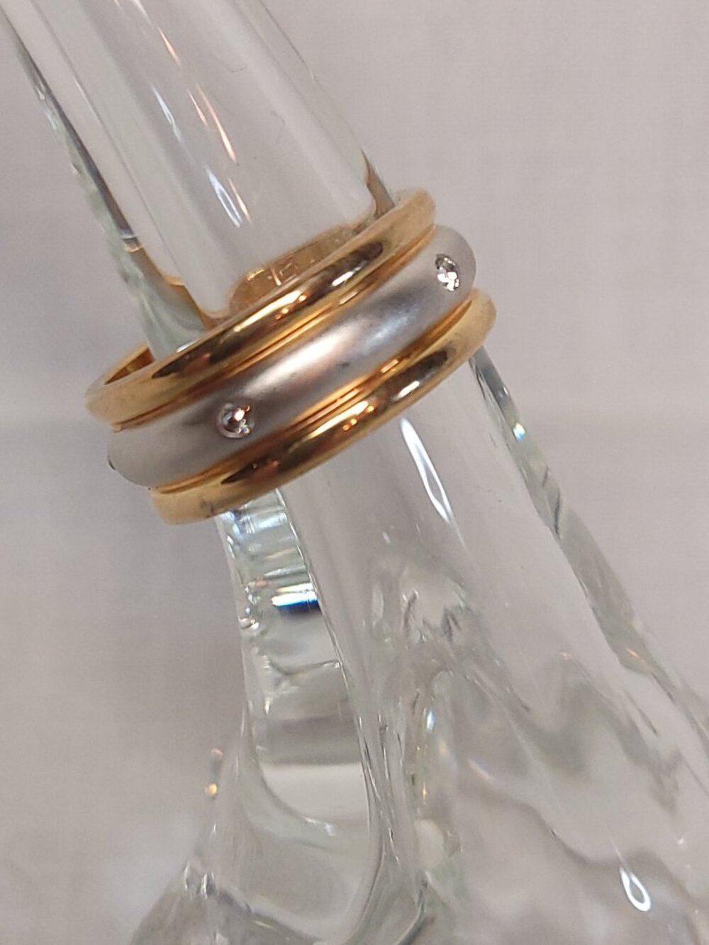 Two-Tone Large Ring with Clear Stones